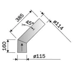 Monteringsrør Uisolert, 45 Grader, Sort